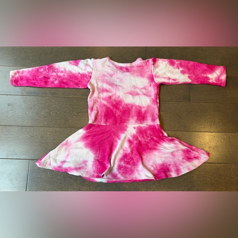 Girls' Pink Tie-Dye Long Sleeve Casual Dress - Picture 7 of 9